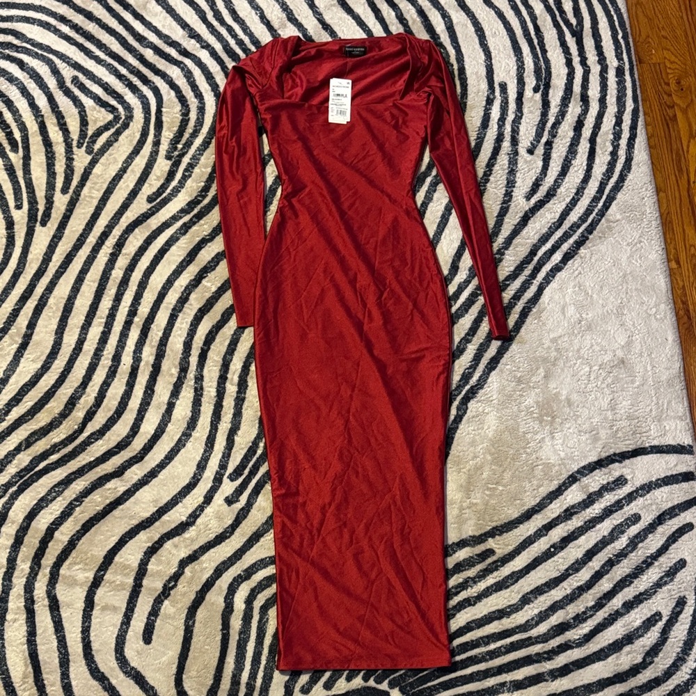 Naked Wardrobe Red Long Sleeve Dress